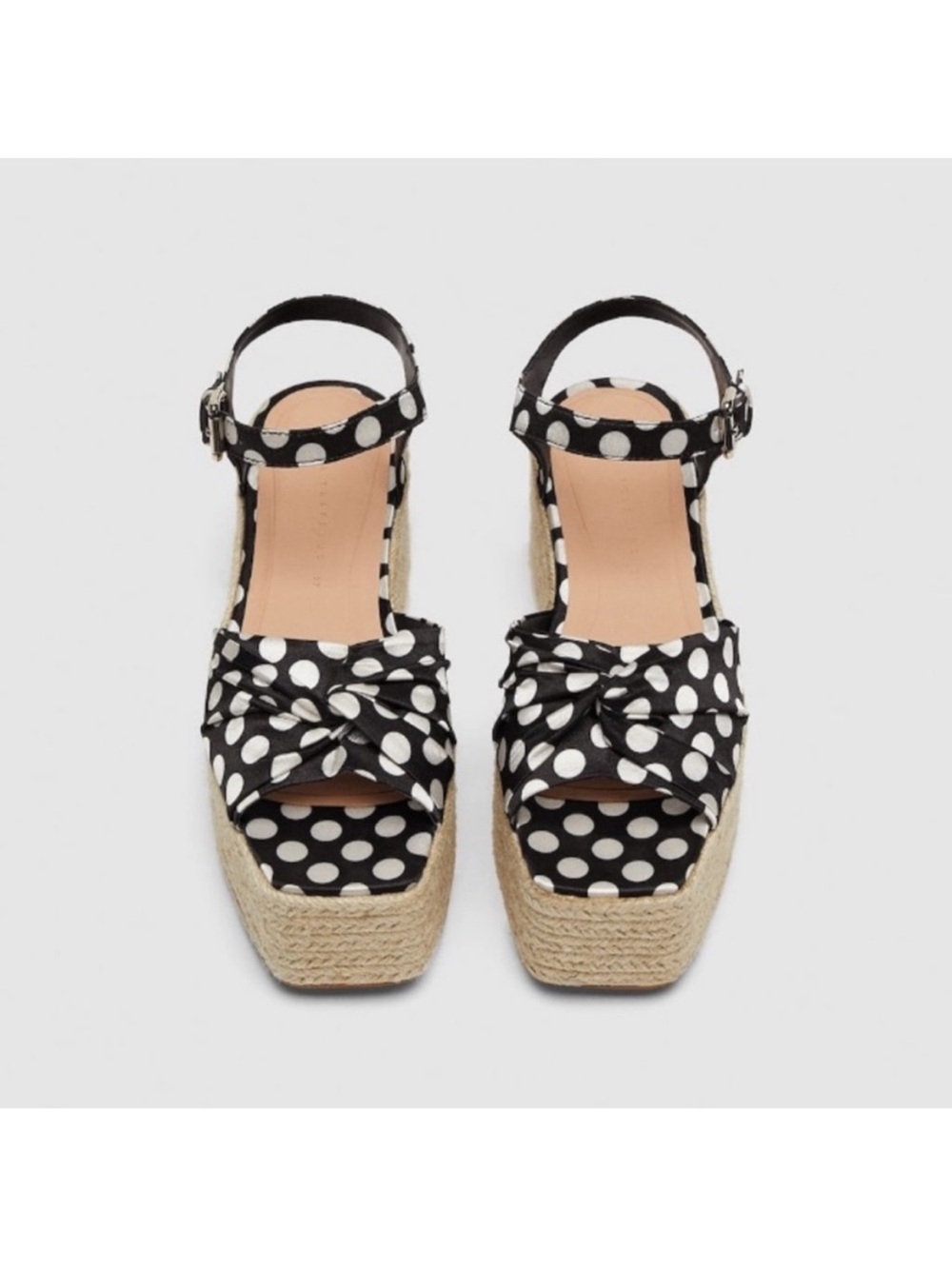 Zara Black Polka Dot Platform Espadrille Sandals - Picture 2 of 9